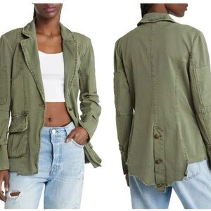 Free People Utility Military Jacket in Olive  Green size S